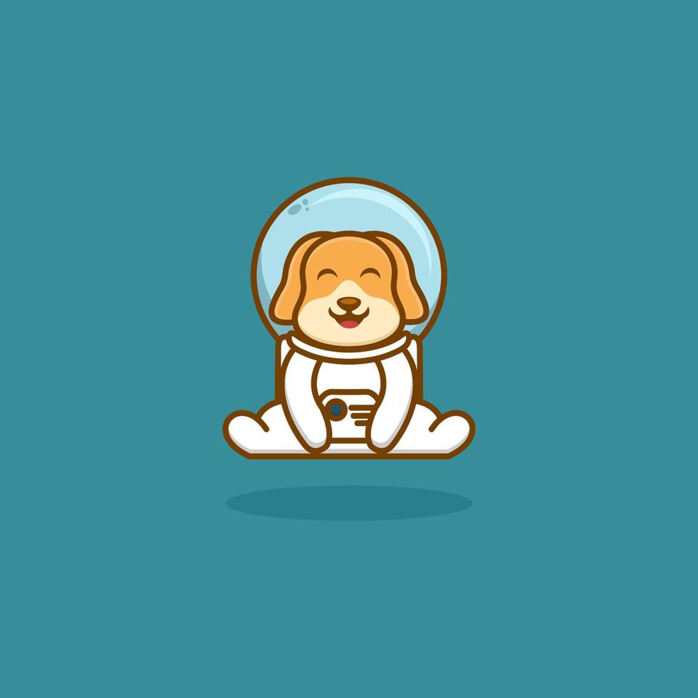 Cute Astronout Dog Logo Design vector