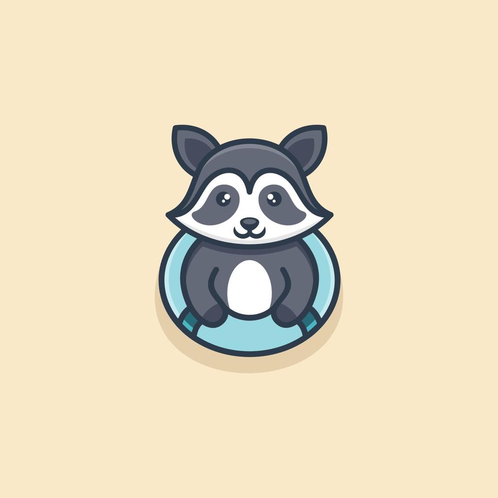 Cute Swim Raccoon Logo Design vector