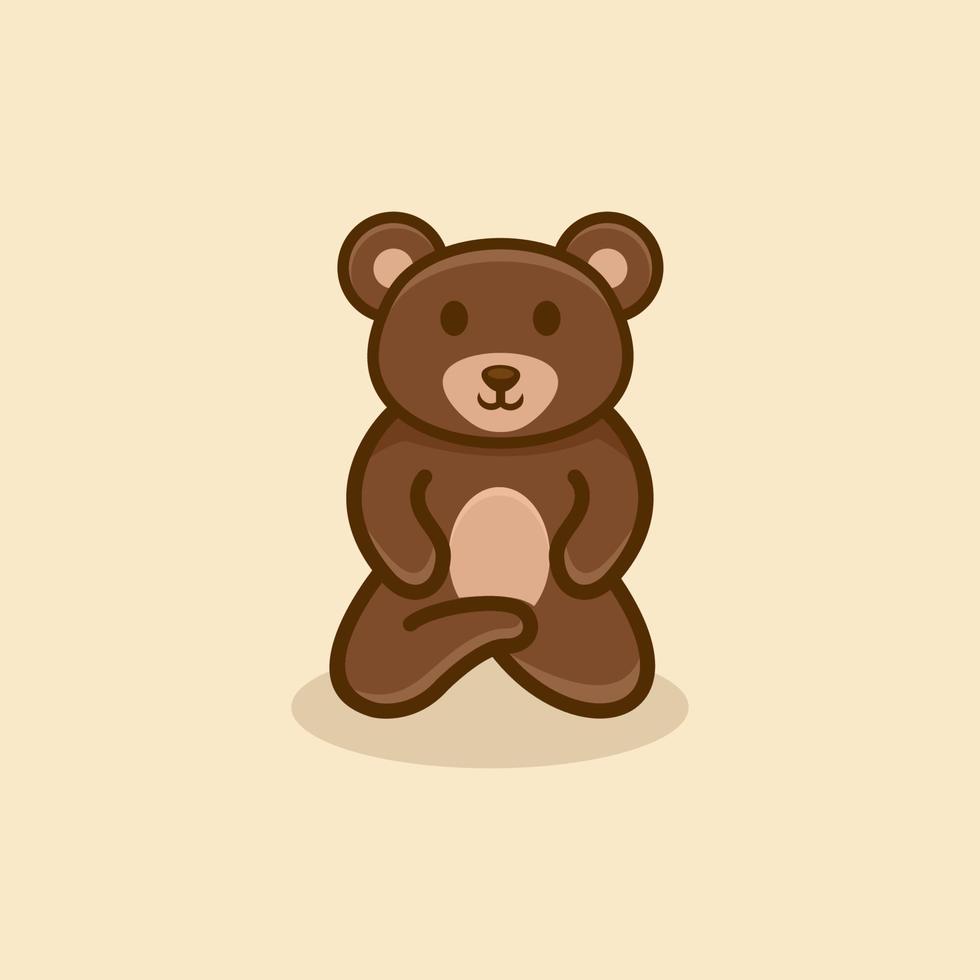 Cute Sit Bear Logo Design vector