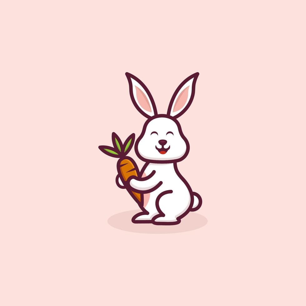 Cute Rabbit Carrot Logo Design vector