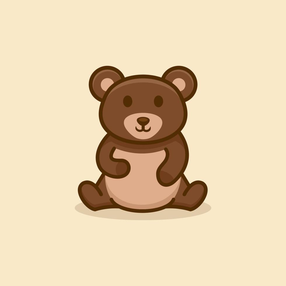 Cute Relaxed Bear Logo Design vector