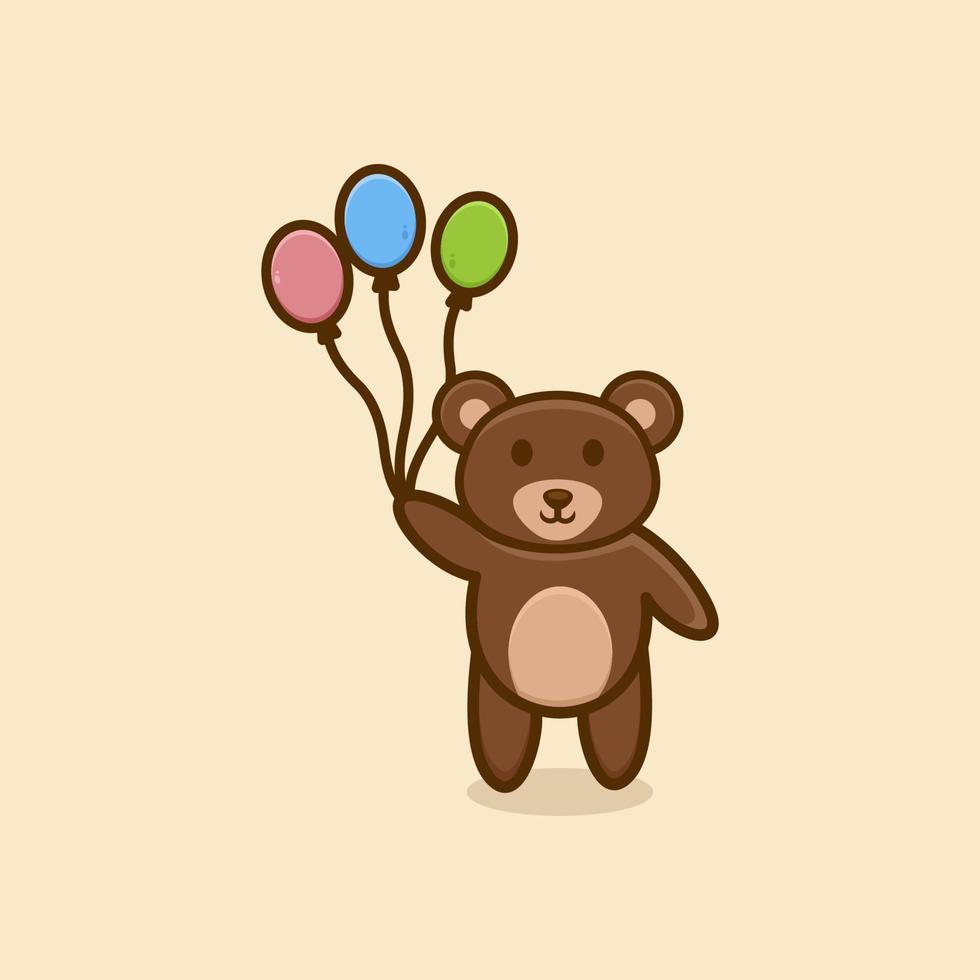 Cute Happy Bear Logo Design vector