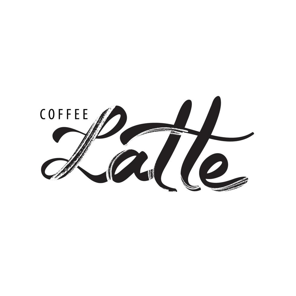 café latté. negro y blanco letras para café menú vector