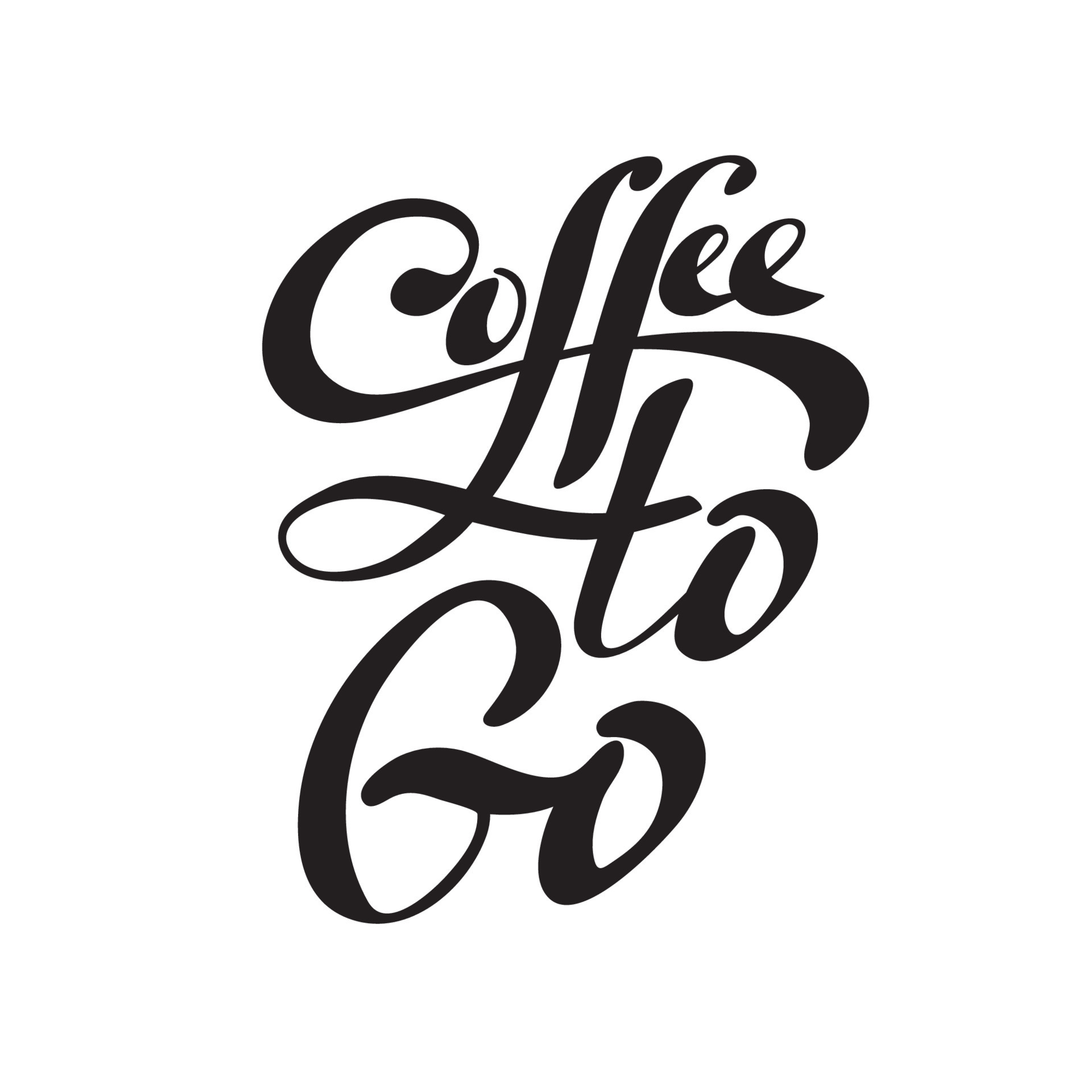 Coffee to go. Black and white lettering 21191977 Vector Art at Vecteezy