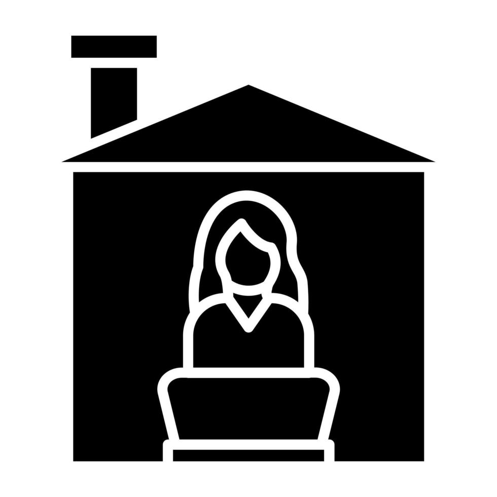 Women Working at Home Icon Style vector