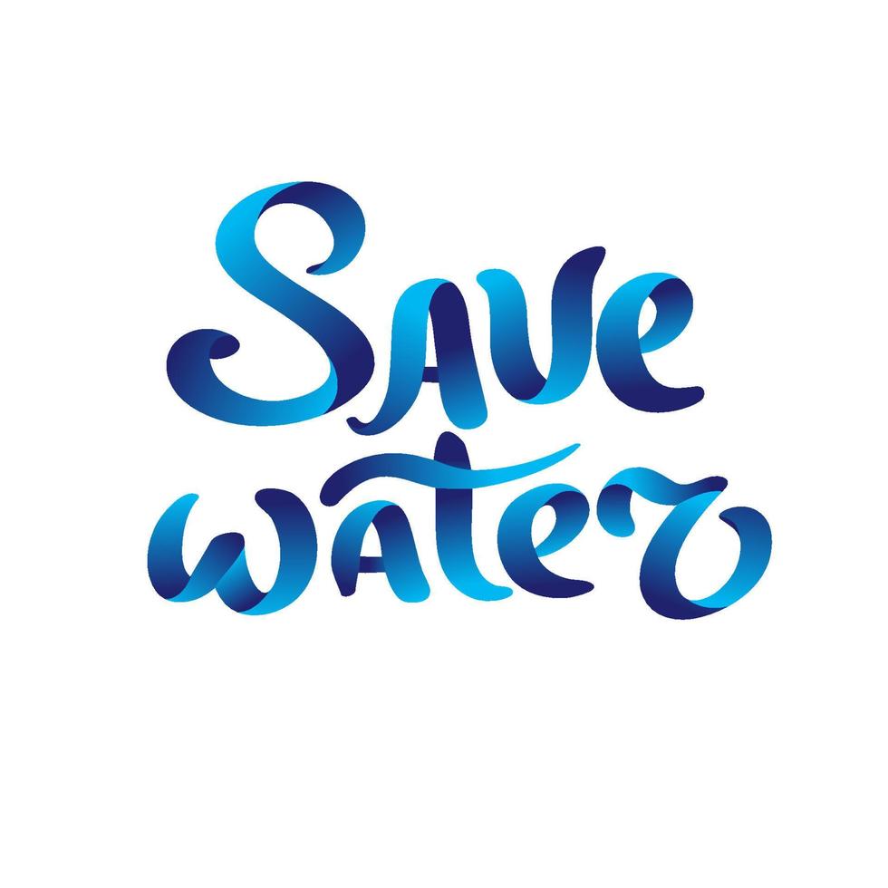 salvar agua. volumen letras. vector caligrafía frase