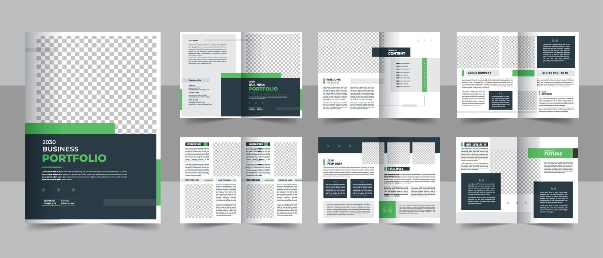 plantilla de folleto de perfil de empresa o plantilla de diseño de folleto comercial de varias páginas vector