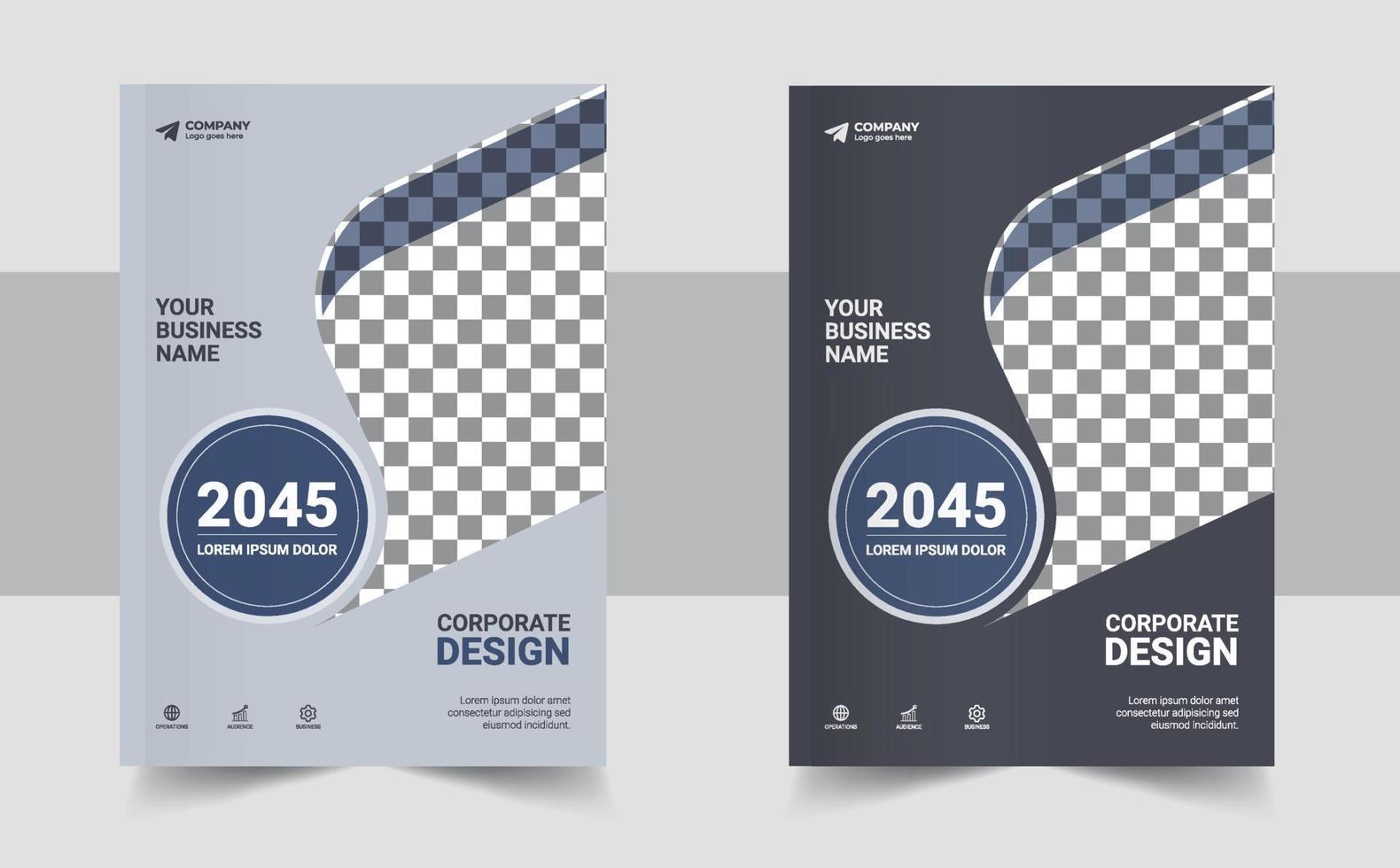 Corporate Book Cover Design Template in A4. Can be adapt to Brochure, Annual Report, Magazine, Poster, Business Presentation, Portfolio, Flyer, Fold, Banner vector