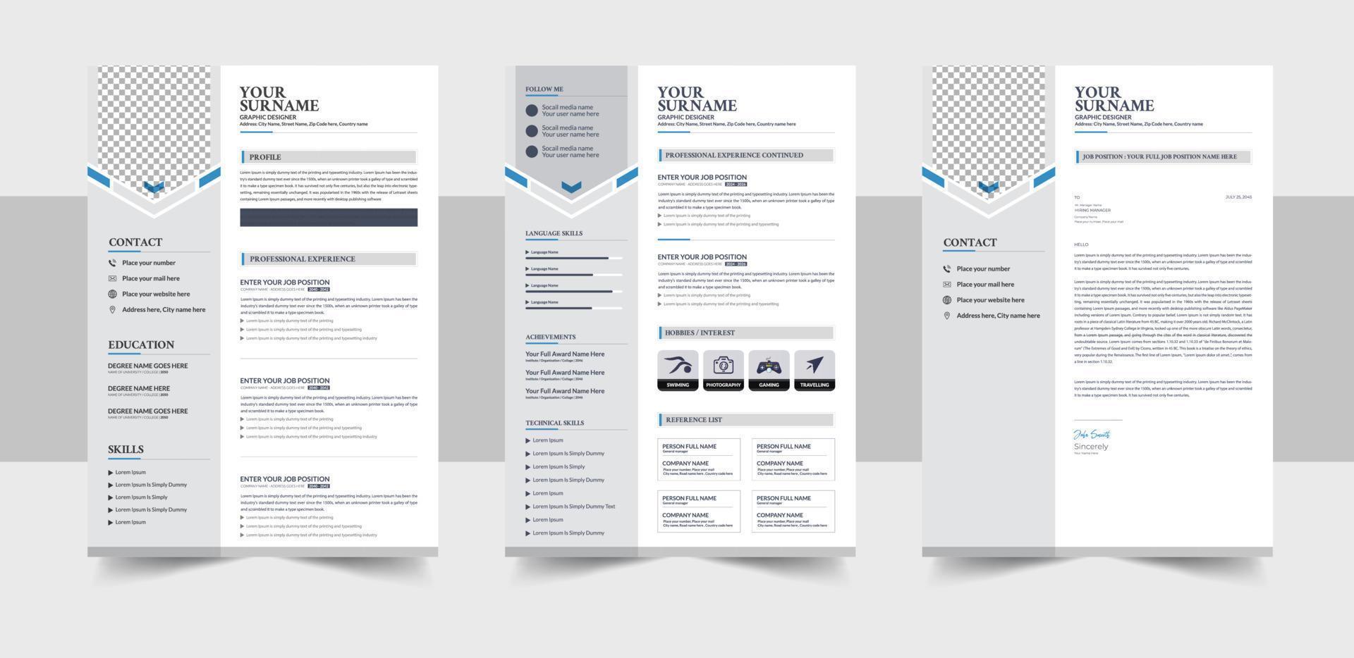 Resume Template Design For Corporate Job Applications, Creative CV resume templates Vector Design cover letter job applications colors, cv design, multipurpose resume design, and premium designs