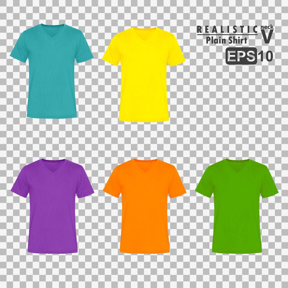 Colorful V Neck plain shirt sets vector