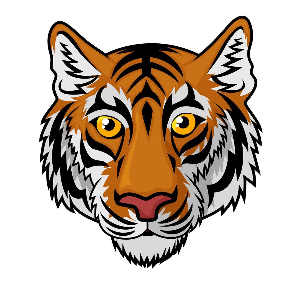 Tiger Head Mascot Team Sport Cartoon, Vector Illustration