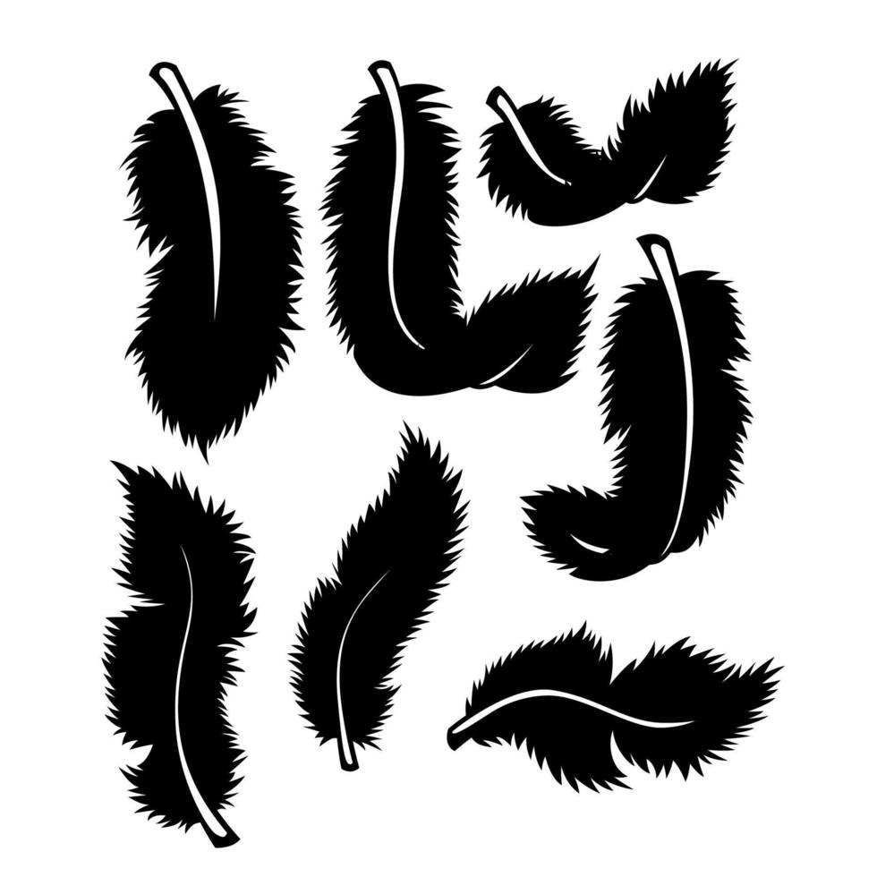 Black Feathers Set, Vector Illustration