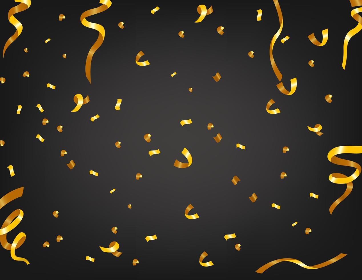 Gold Confetti in Dark Background, Vector Illustration