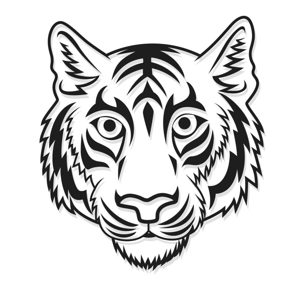 Tiger Head Tattoo, Vector Illustration