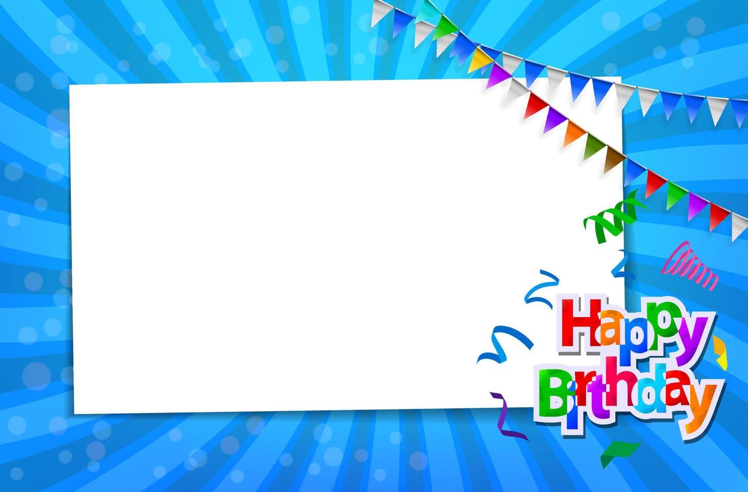 Birthday card with paper sign, Vector Illustration