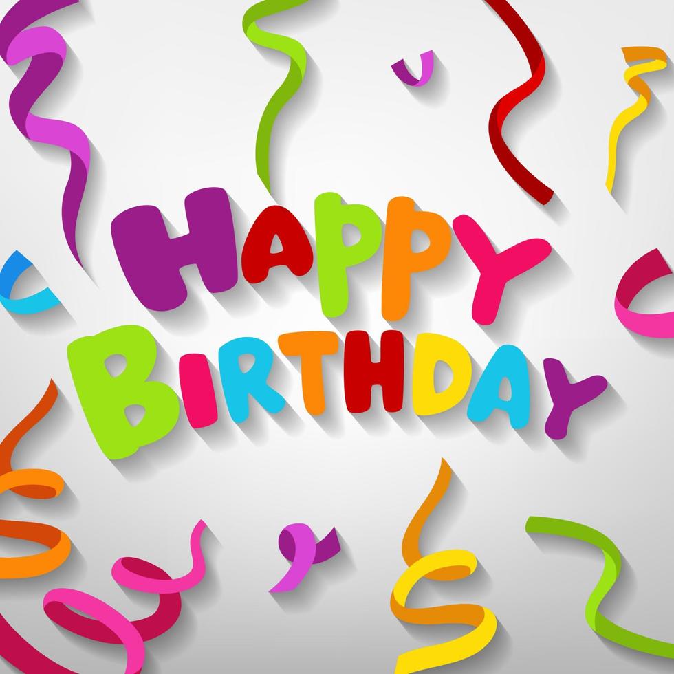 Happy Birthday Greeting Card Flat Design, Vector Illustration