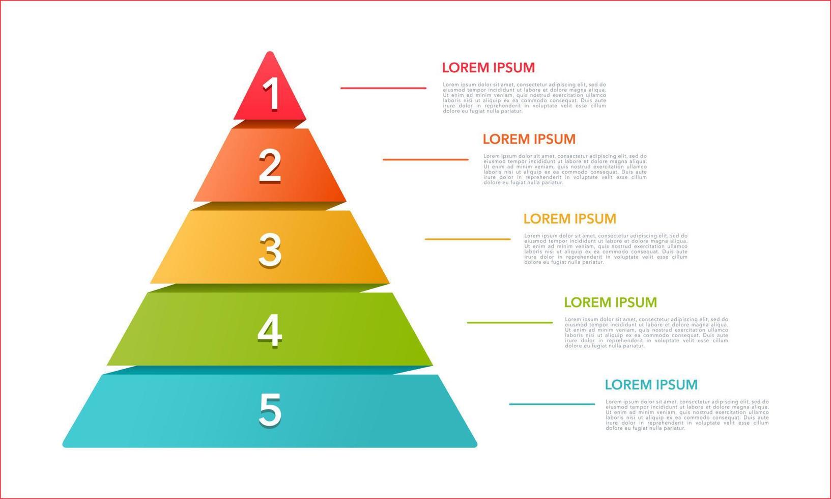 Pyramid infographic template with 5 steps. Vector illustration.