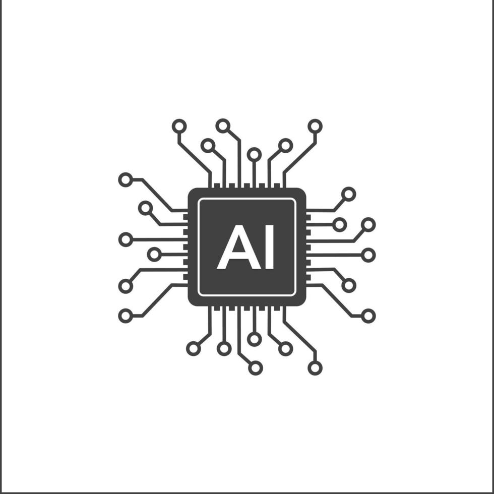 AI Processor vector icon. Chipset AI for device or smartphone flat design. Vector illustration.