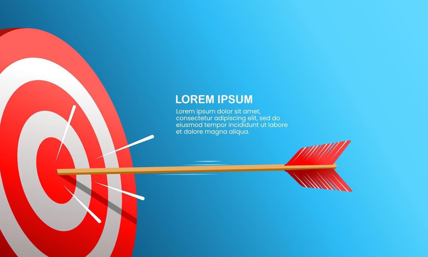 Arrow hitting the target archery banner. Vector illustration.