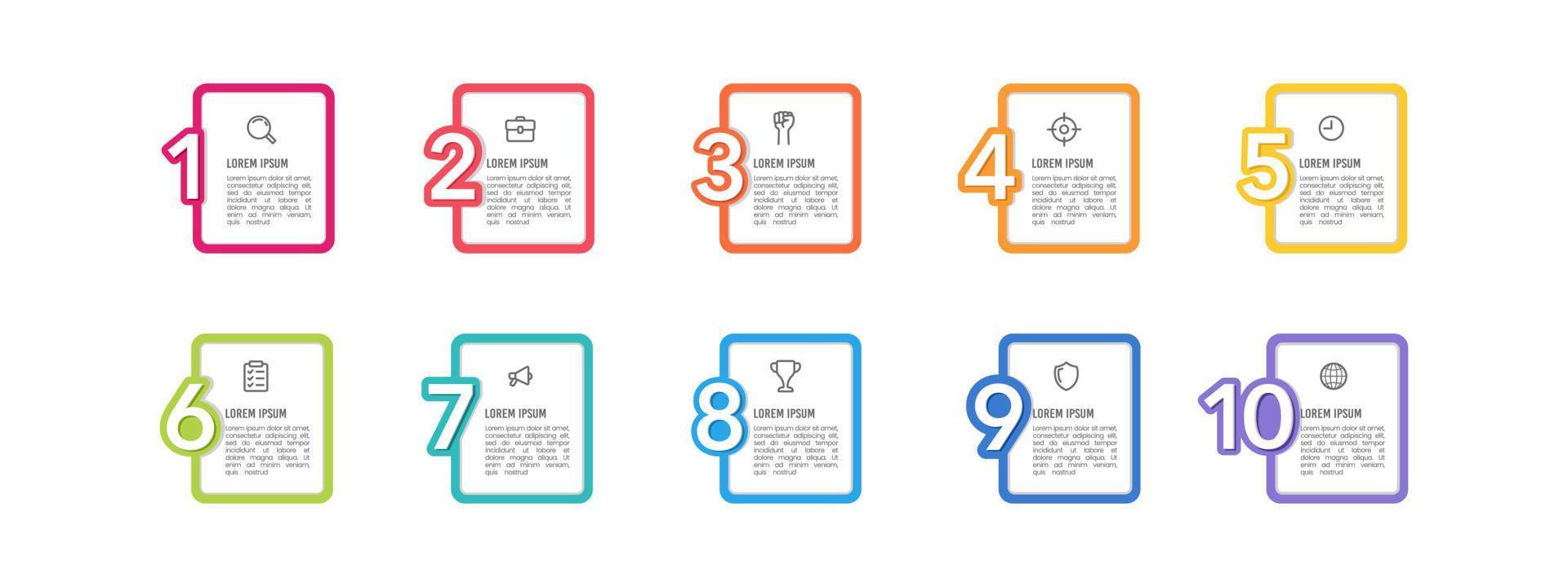 Infographic frame label number with 10 options or steps. Business presentation. Vector illustration.