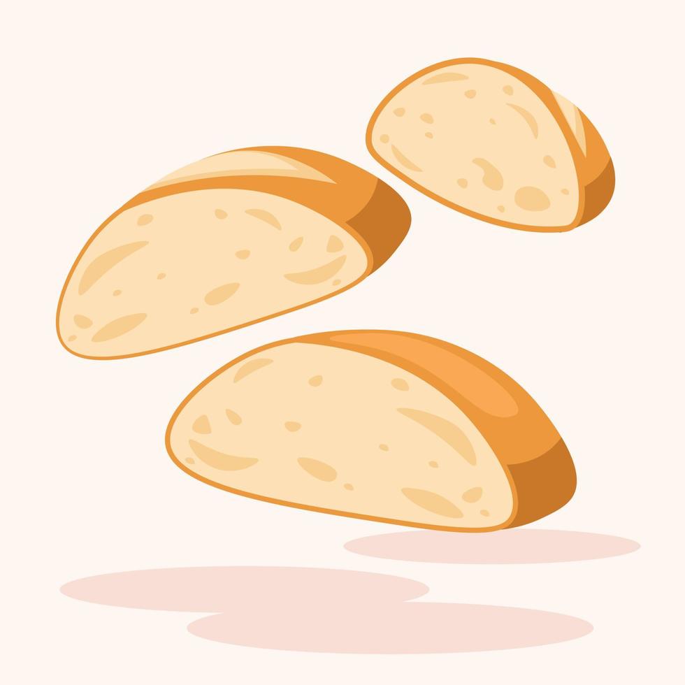 Sliced French Bun Bakery Vector Illustration