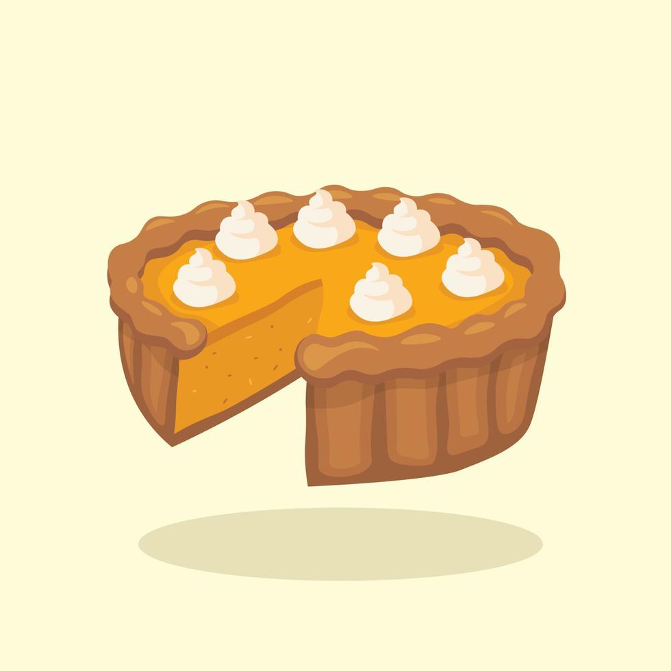 Whole Orange Pie with Cream Vector Illustration