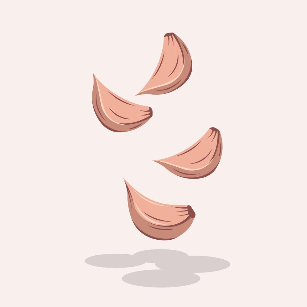 Garlic Pieces with Skin Vector Illustration