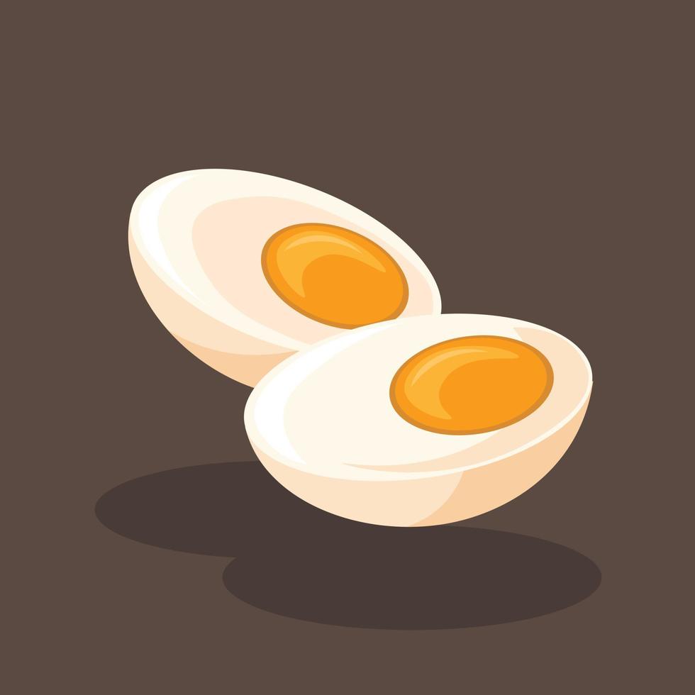 Half Cut Boiled Egg Vector Illustration