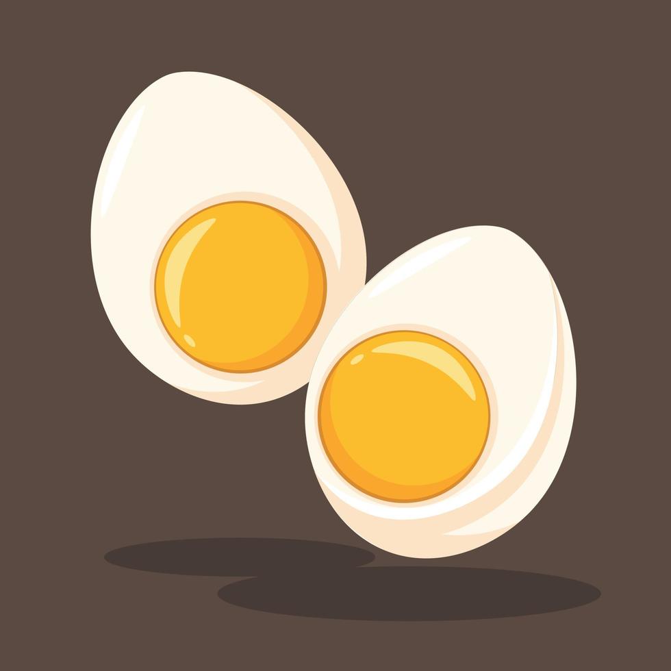 Half Cut Boiled Egg Vector Illustration