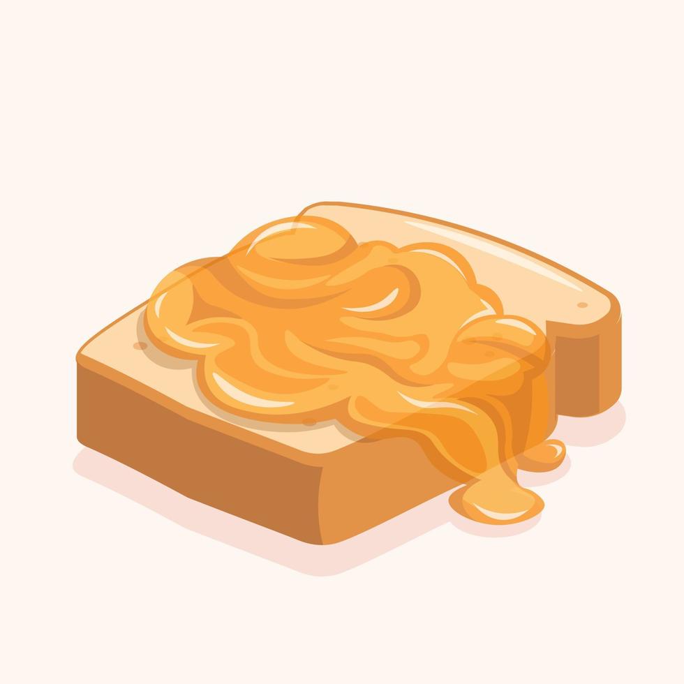 grueso rebanado un pan con miel mermelada vector ilustración