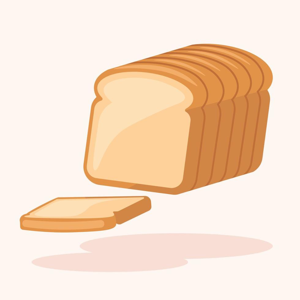 un pan de rebanado blanco un pan panadería vector ilustración