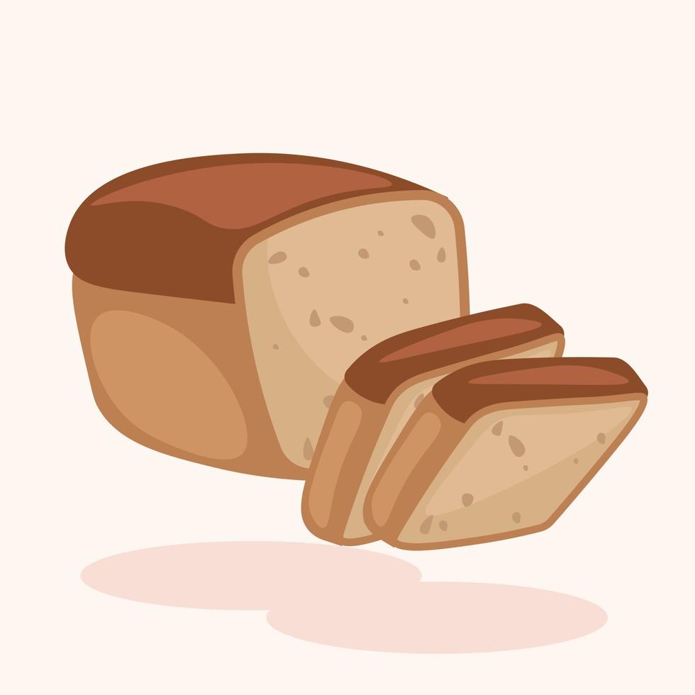 A Loaf of Brown Wheat Bread with Sliced Pieces Vector Illustration