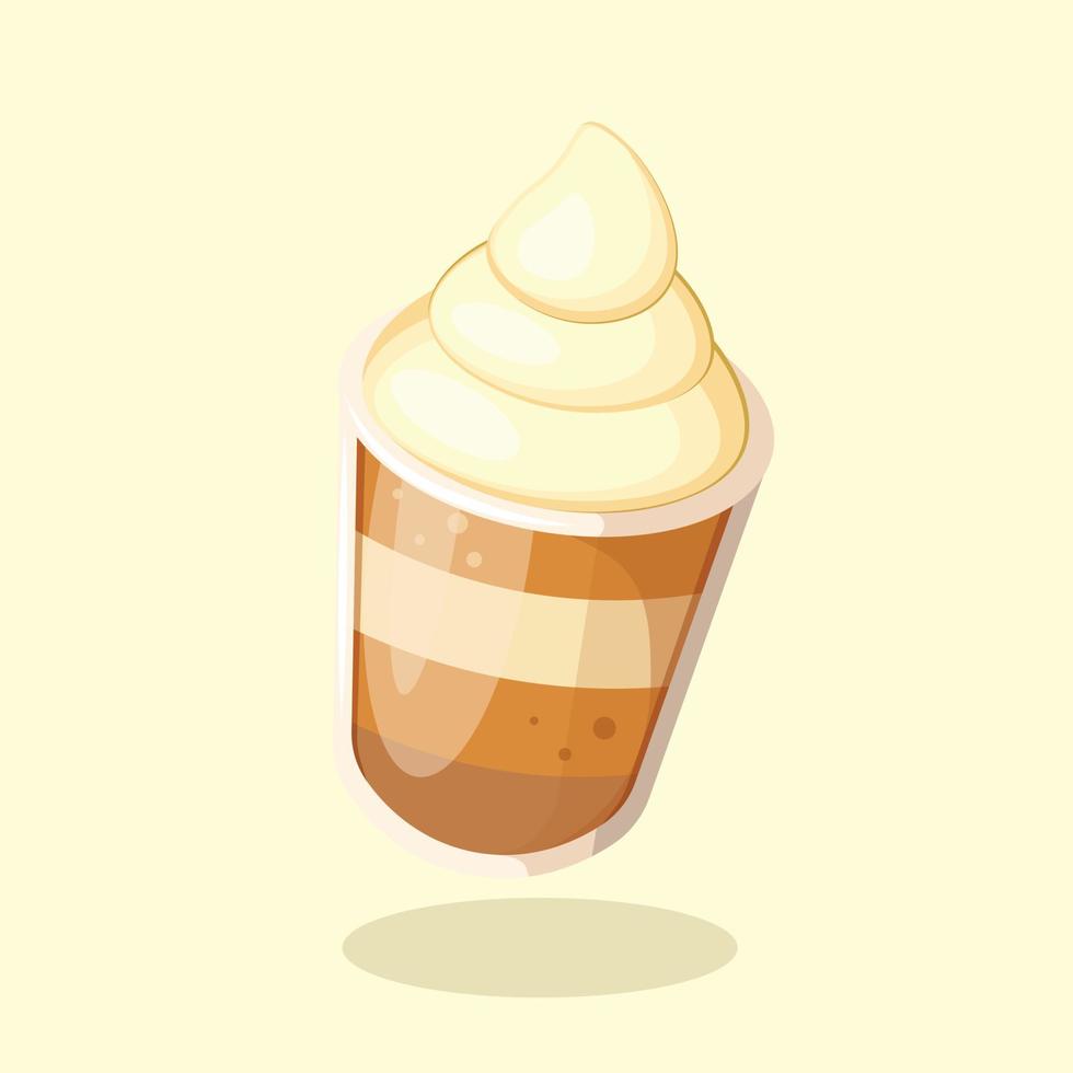 Brown Pumpkin Drink with Cream Beverage Vector Illustration