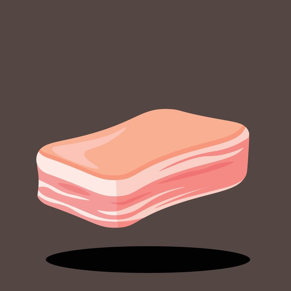 Raw Pork Belly Meat with Fat Vector Illustration