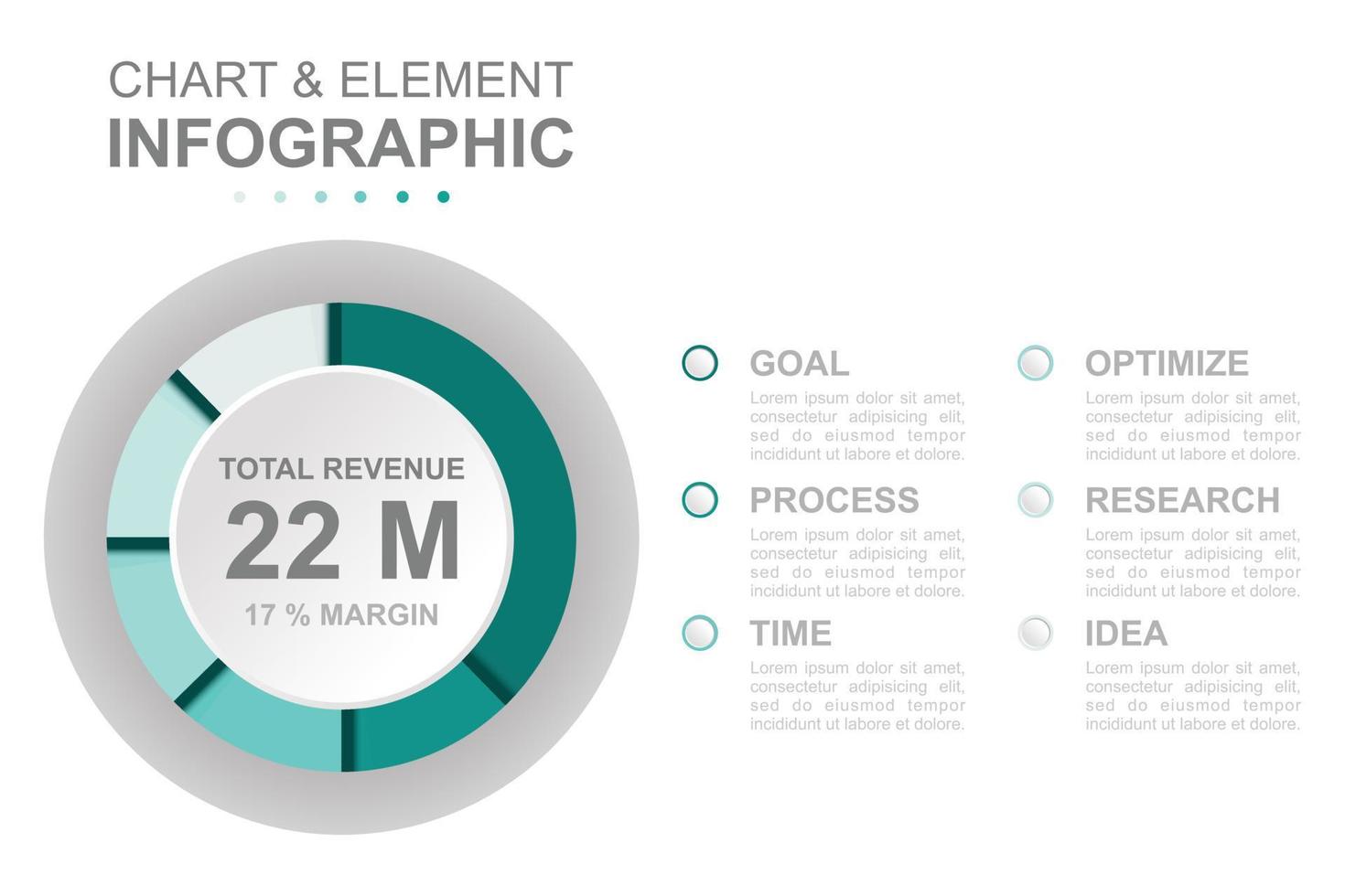 infografía negocio modelo. moderno ventas grafico diagrama con ingresos tarta cuadro. concepto presentación. vector