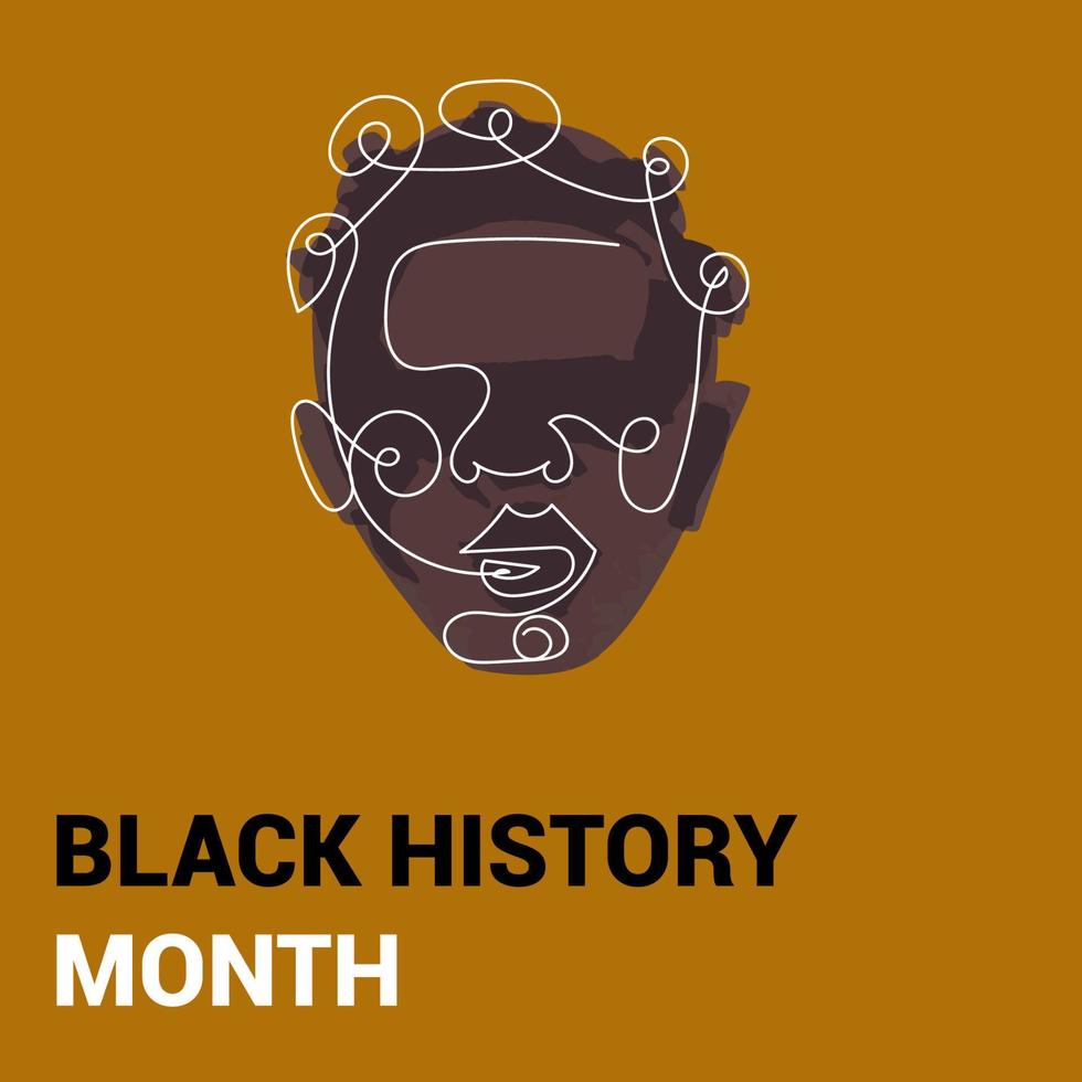 Black history month line art square banner vector