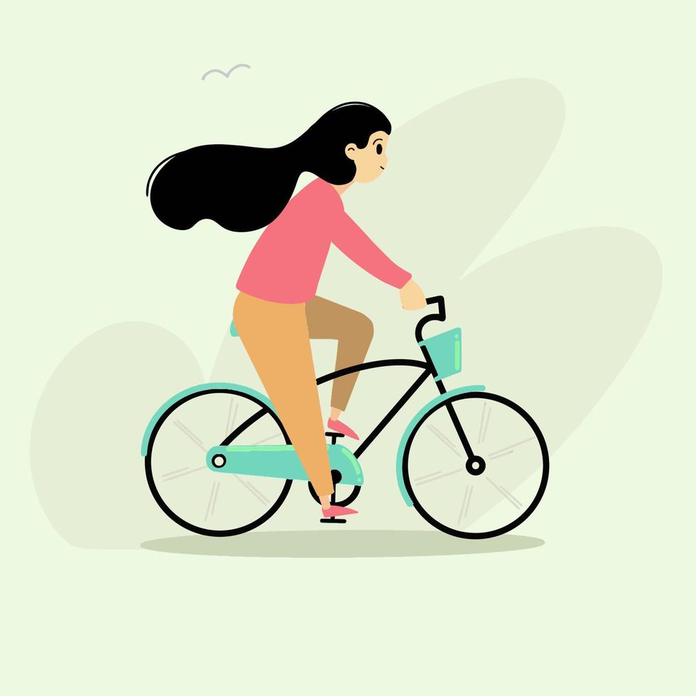 Girl riding a bike vector