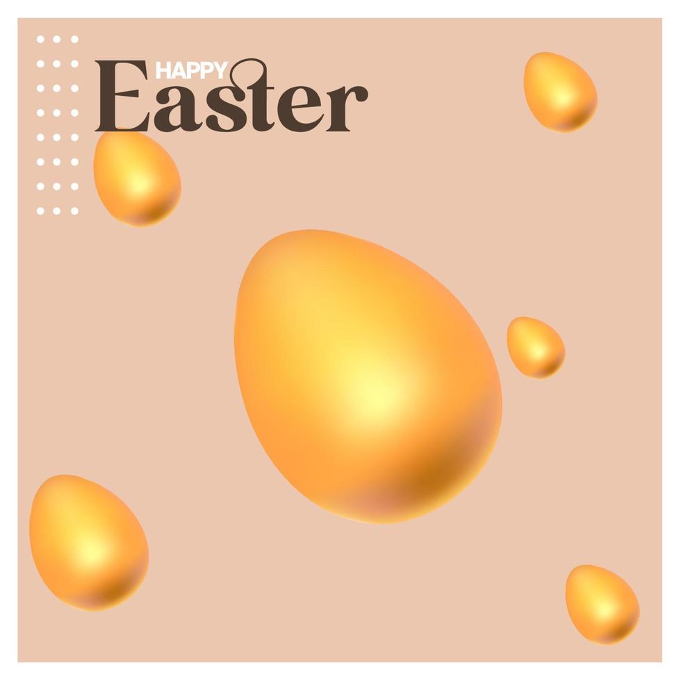 easter golden eggs banner vector
