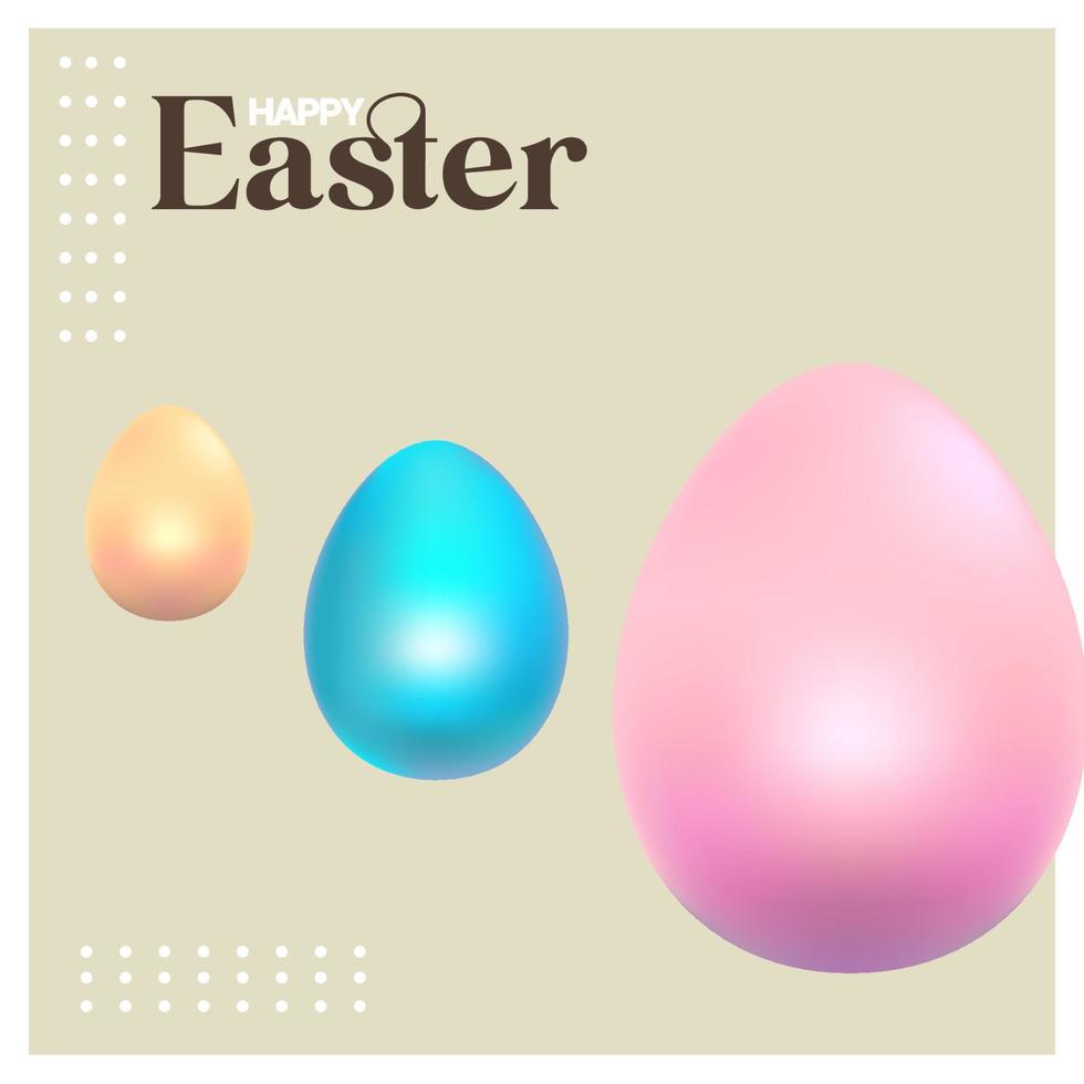 Happy easter greeting card with eggs vector