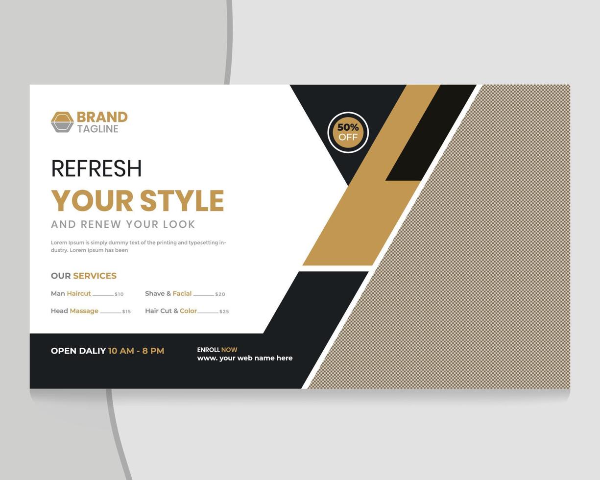 Thumbnail design for any videos. Business Barbershop video thumbnail and social media web banner and square template vector