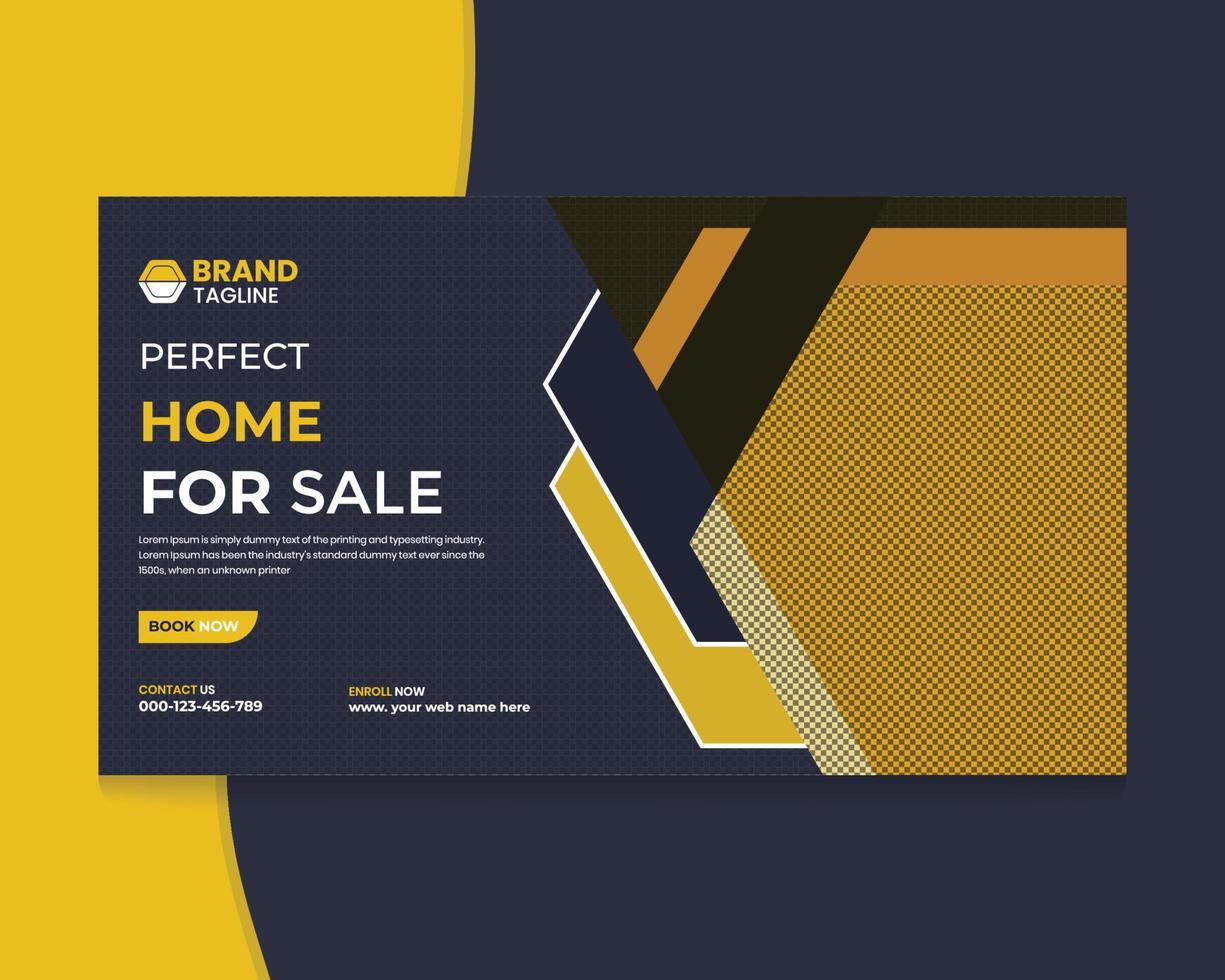 real estate home for sale web banner template and Video thumbnail Design vector