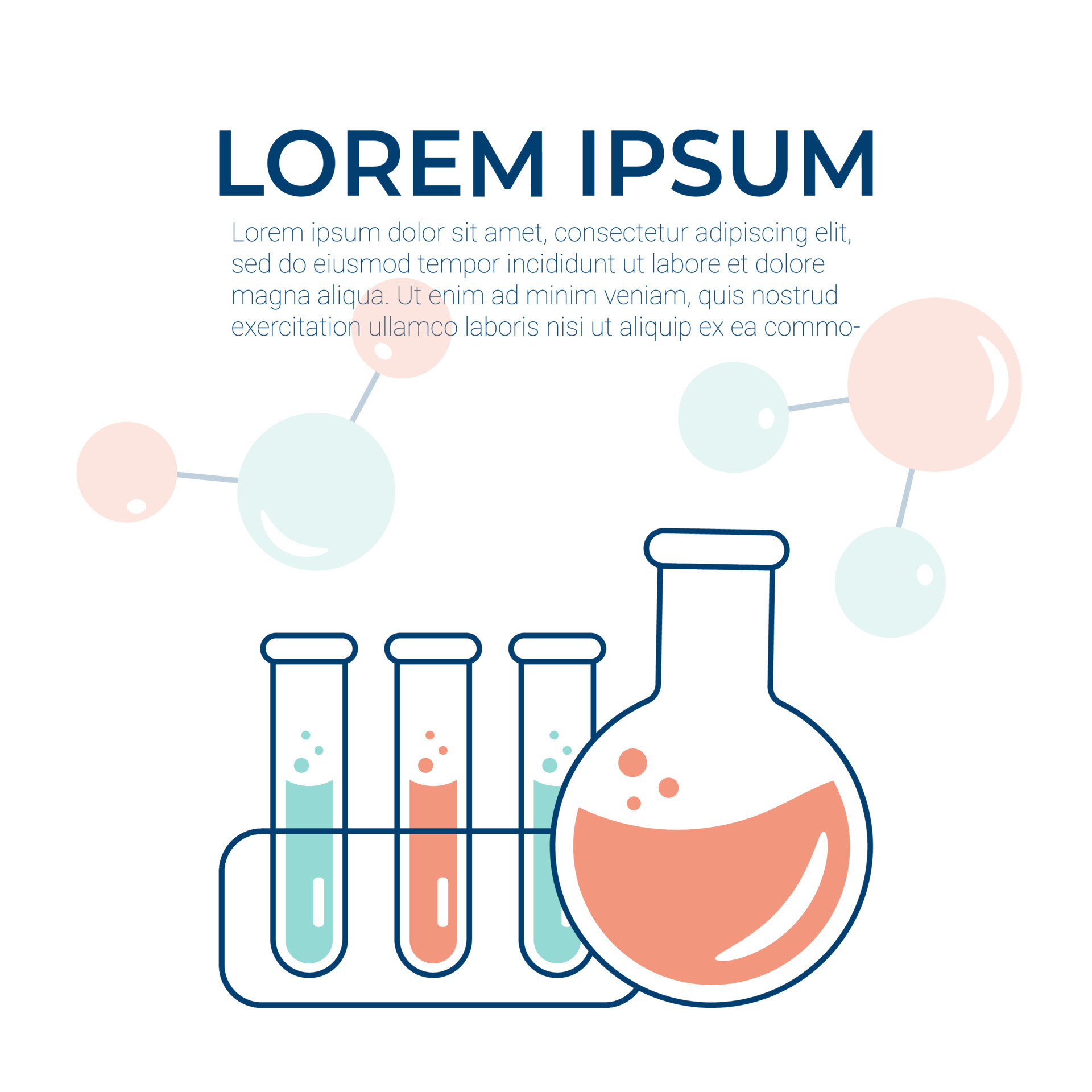 Chemical experience in the laboratory. Scientific experiment, research. Flat vector illustration