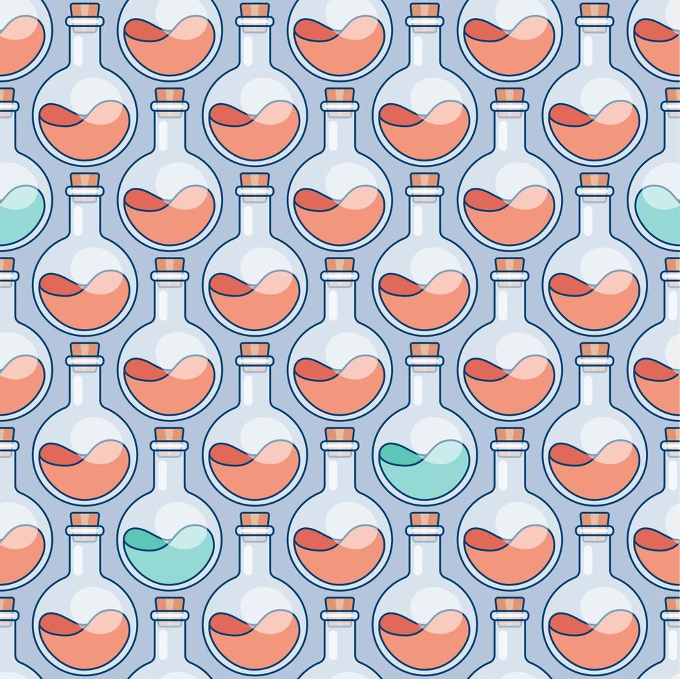 Seamless pattern with chemical flasks vector