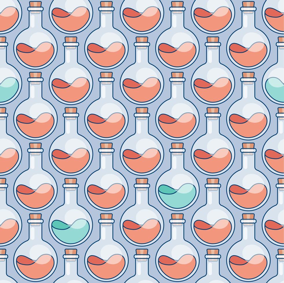 Seamless pattern with chemical flasks vector