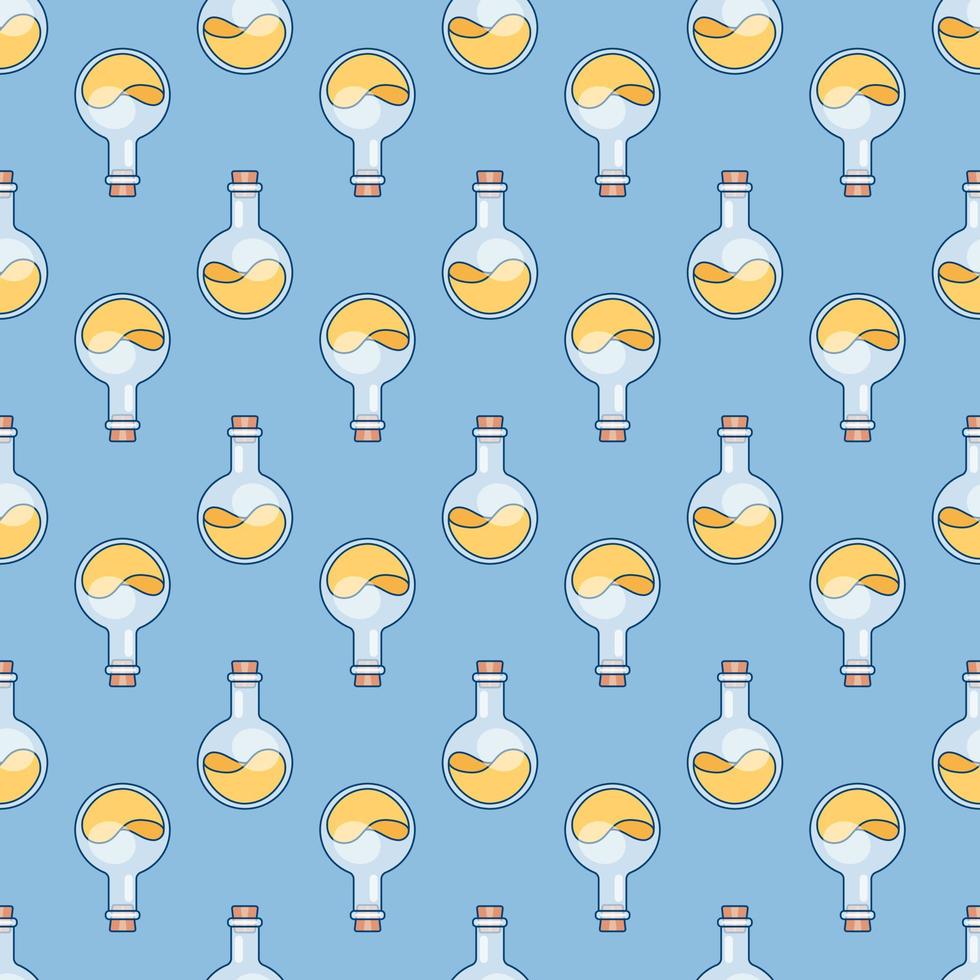 Seamless pattern with chemical flasks vector