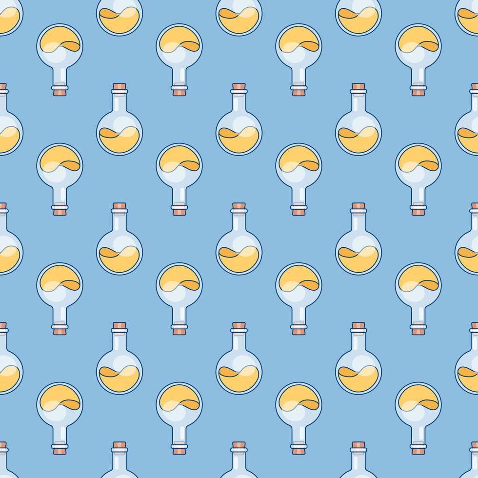 Seamless pattern with chemical flasks vector