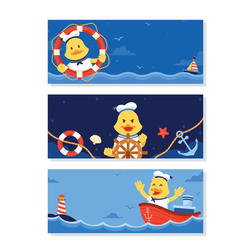 Sailor Duck Character Banner vector