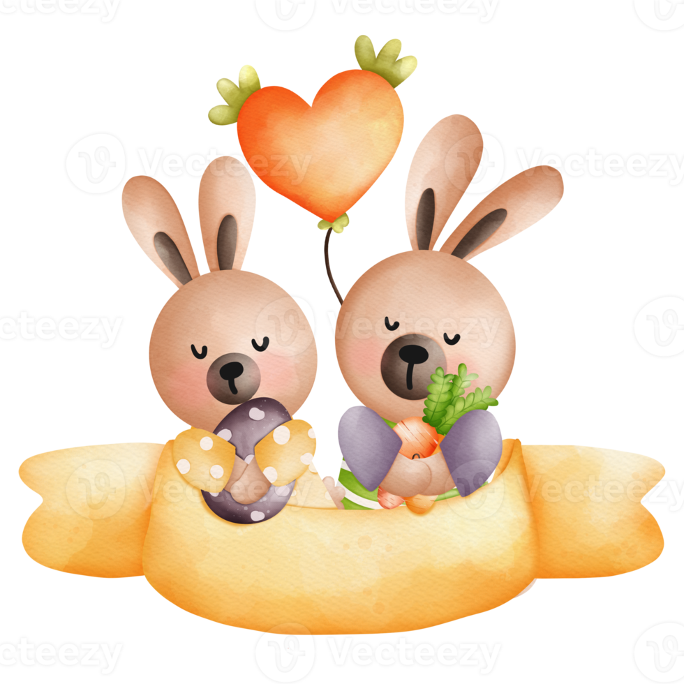 Watercolor cute rabbit easter, bunny easter, Rabbit bohemian cartoon style, Rabbit bunny kids png