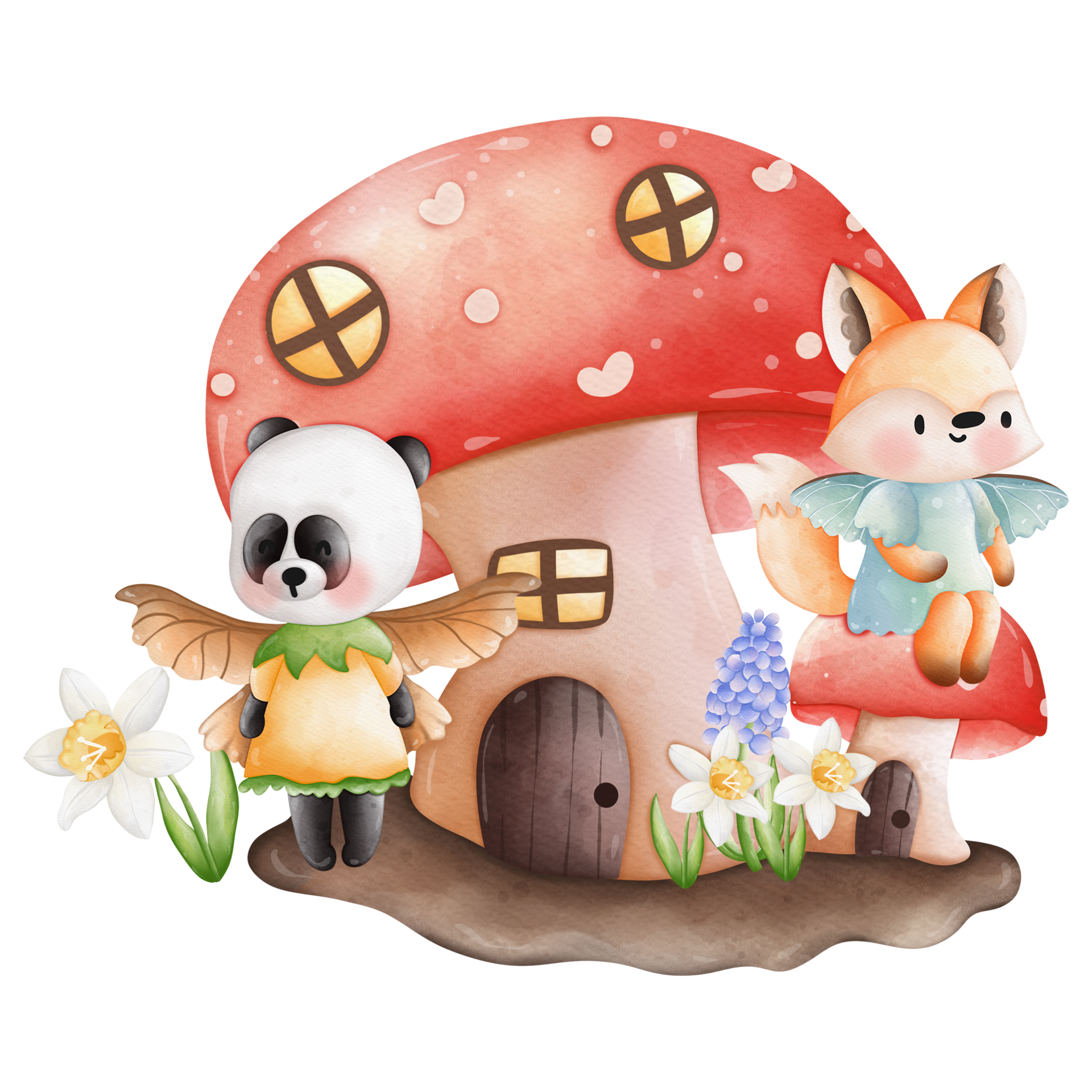 Free Cute Animal fairy and fairy house, Spring Season illustration Element  21193078 PNG with Transparent Background
