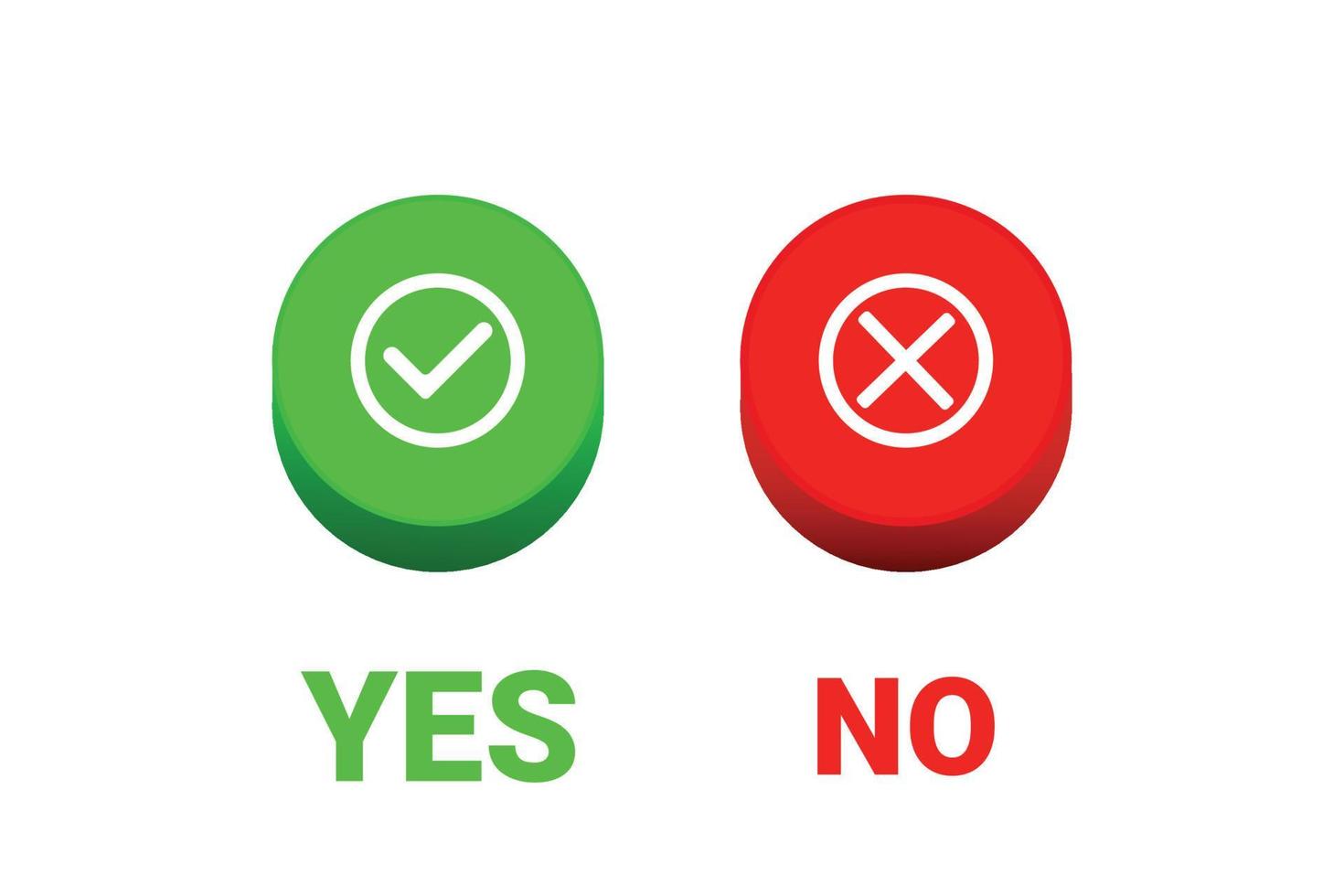 A red and green button with yes and no in green and red. vector
